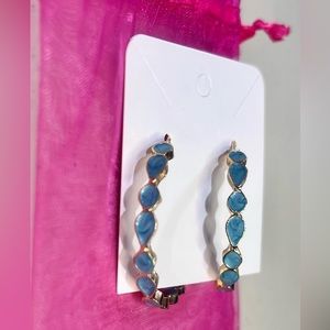 Blue Hoop Pierced Earrings! Brand New!